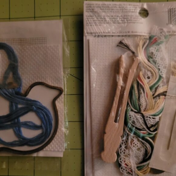 Lot of 2 Vintage Counted Cross Stitch Kits Christmas Dove & Angel Carousel Horse - Picture 2 of 4